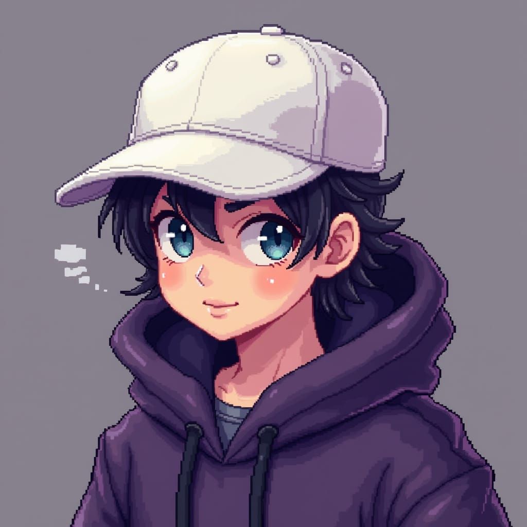 Pixel Art Emotes: Boy in Purple Hoodie