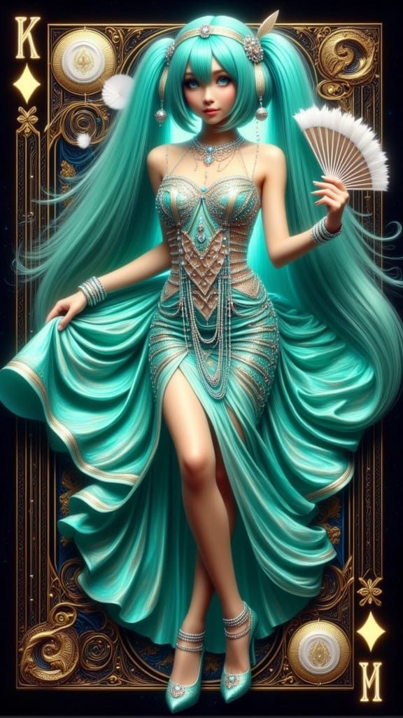 Hatsune Miku as 1920s Flapper in Art Deco Style