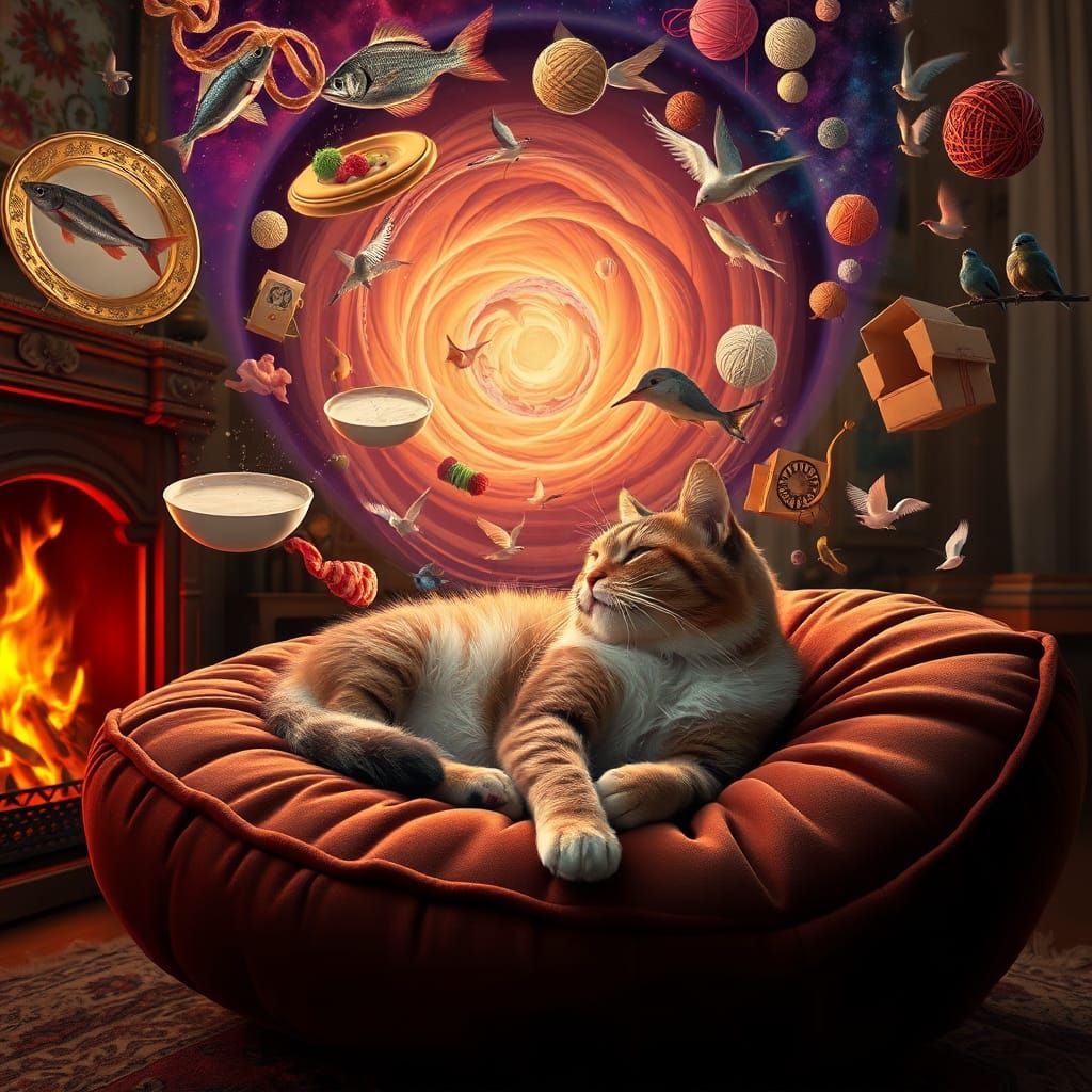 Cat's Dream: Surreal Fantasy Art in 8k