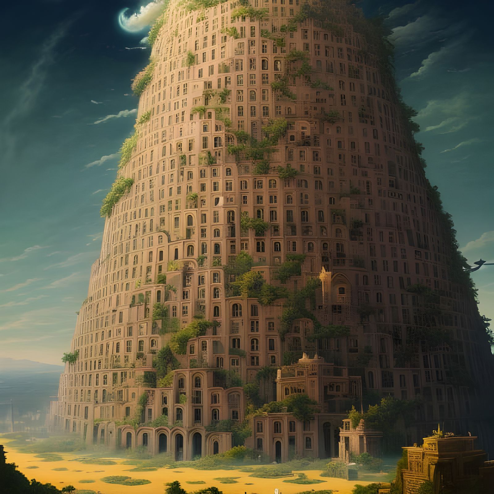 Tower of Babel Reimagined: Digital Illustration
