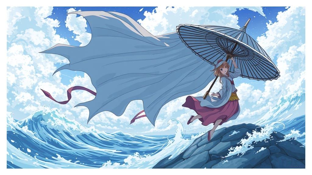 Overwhelming Wind in Anime Style