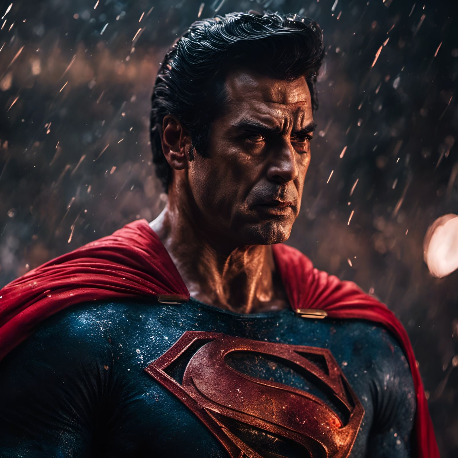 Dharmendra as Superman in Cosmic Art Style