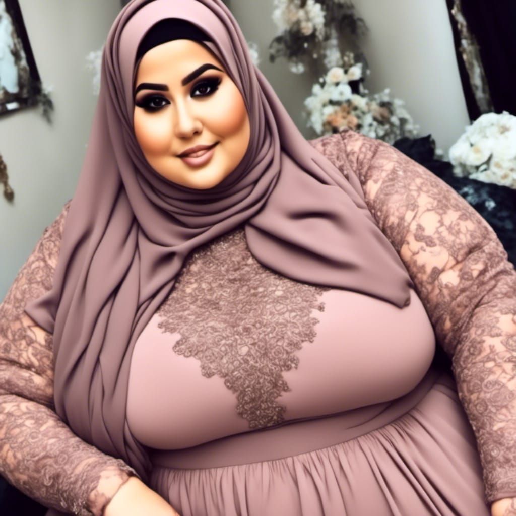 Curvy Hijabi Woman Portrait in Hyperrealism
