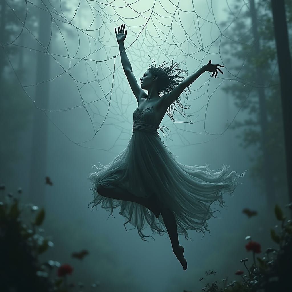 Majestic Dancer Trapped in a Spider Web