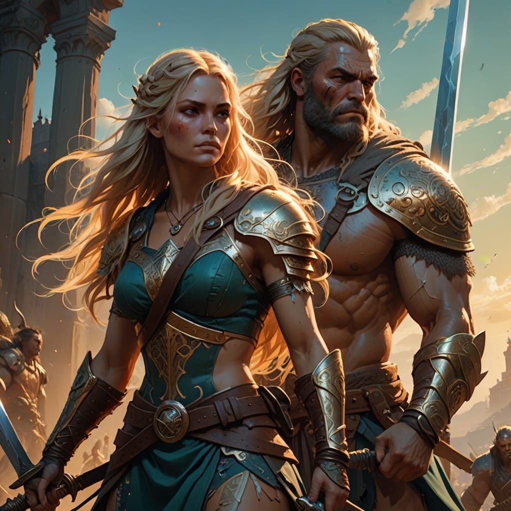 Barbarian Warriors in Frank Frazetta Style