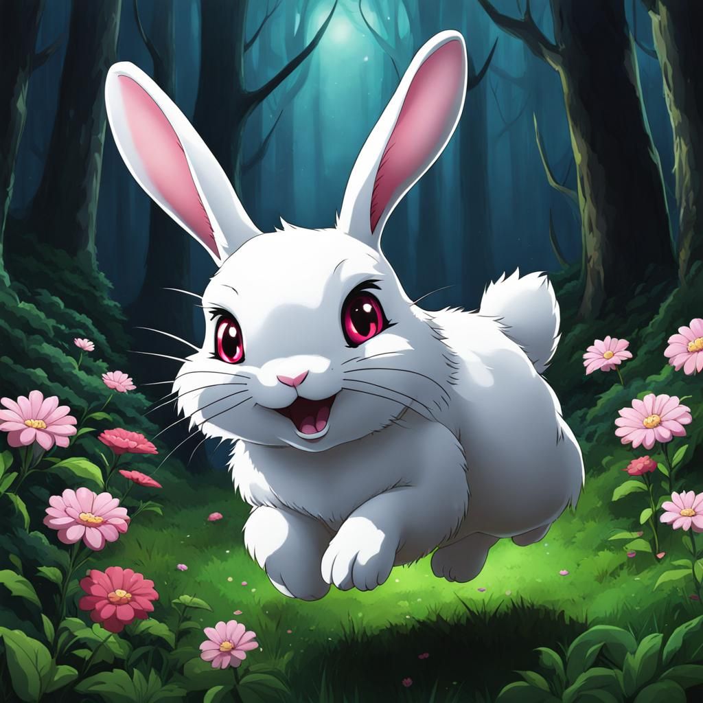 Anime Evil Rabbit Hopping, Kawaii Style