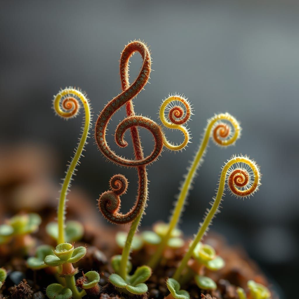 Photorealistic Treble Clefs Growing Like Flowers