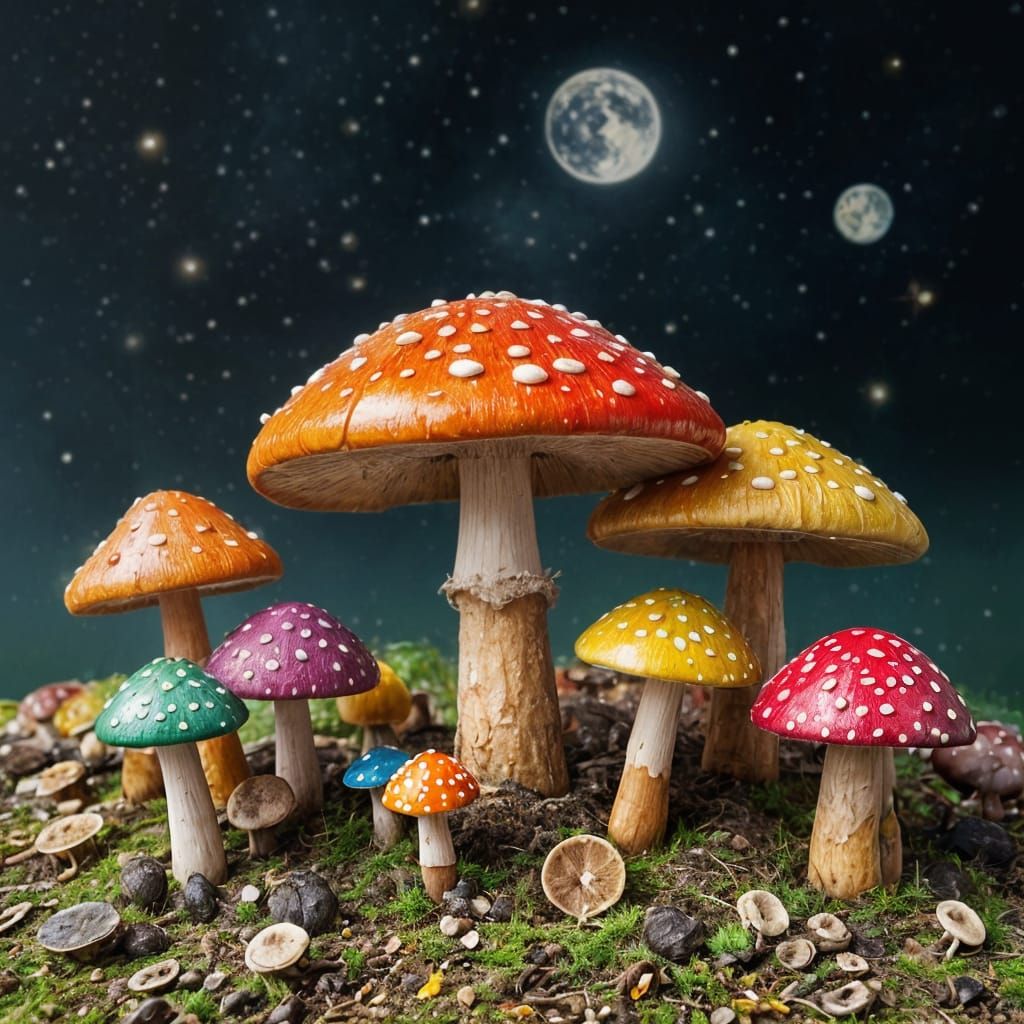 Vibrant Fungi Populate a Whimsical World