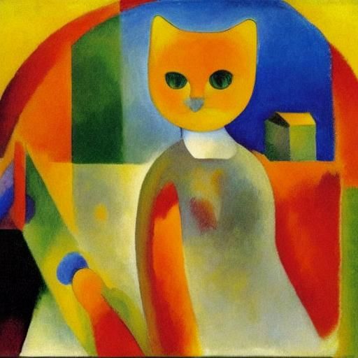 Fluorescent Cat in the Style of Early Modern Art