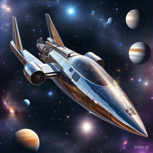 Sleek Spacecraft Shines in the Starry Night Sky