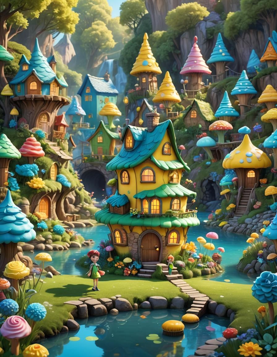 Whimsical Fairy Realm in Vibrant Candy Art