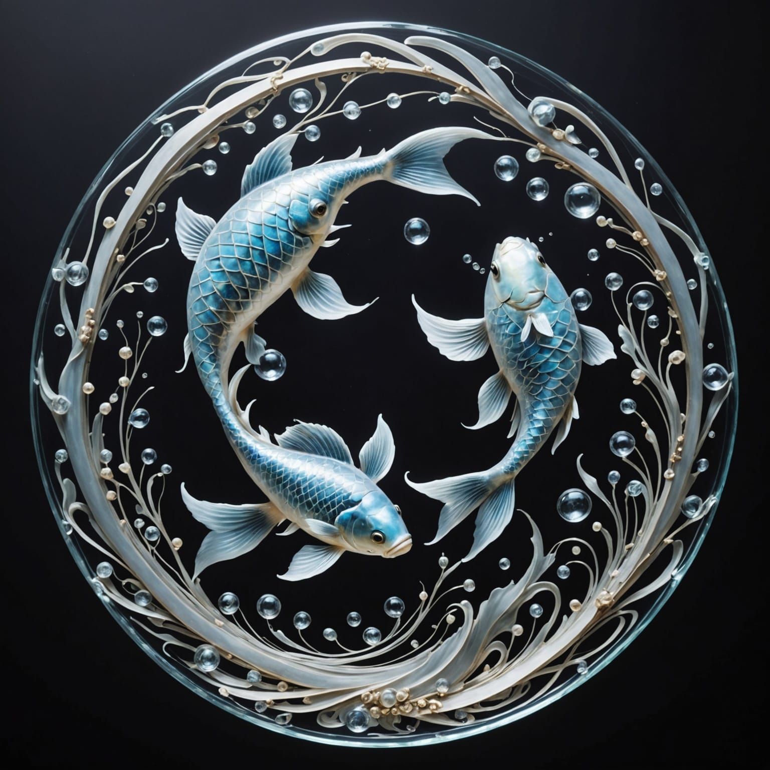 Ethereal Fish in Yin-Yang Dance, Celestial Symbolism