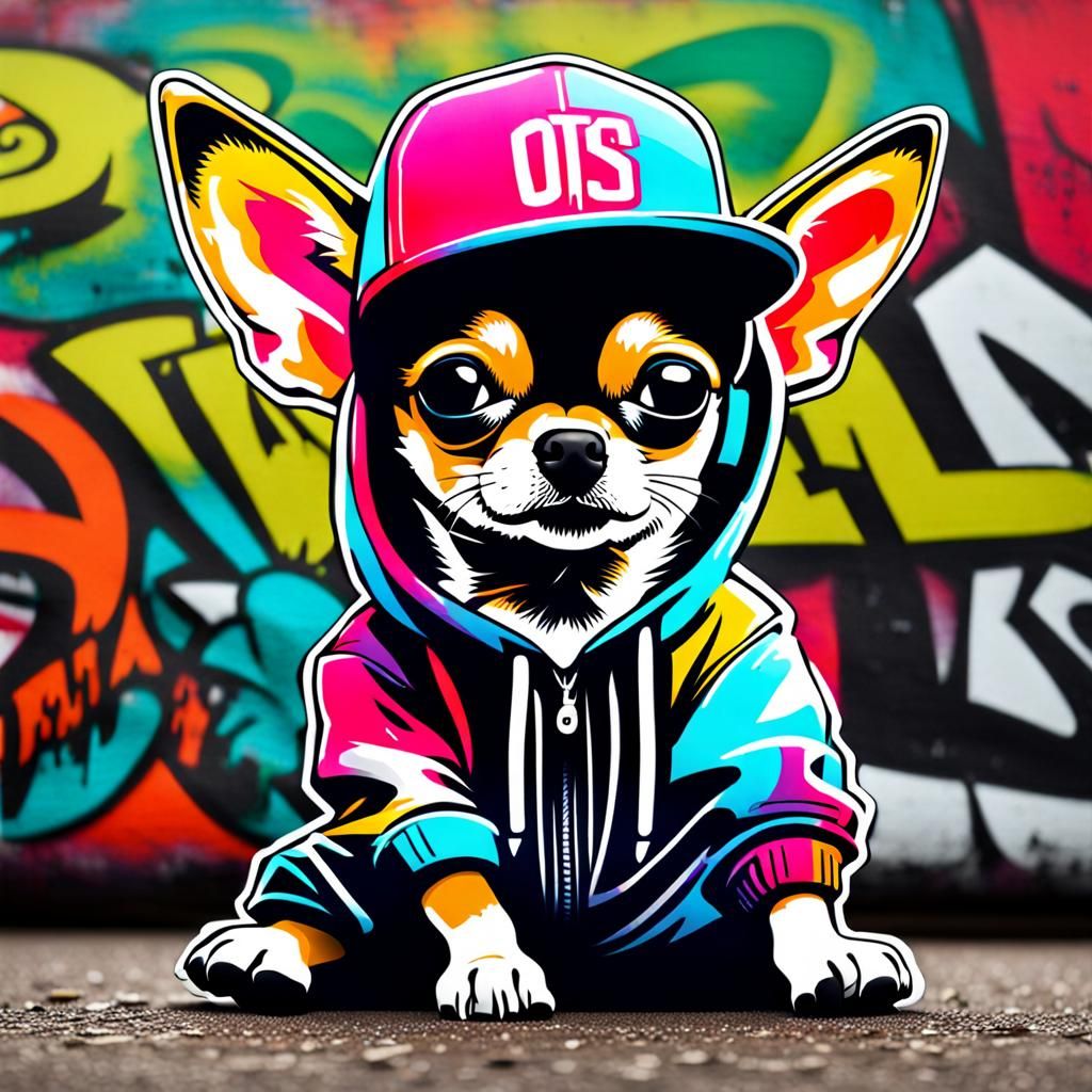 Chihuahua Graffiti Art in Hip Hop Style