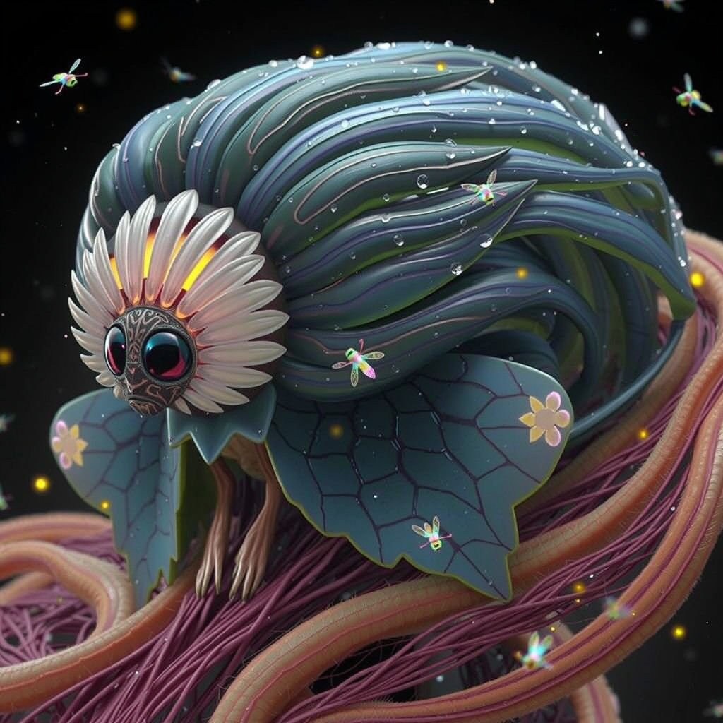 Mystical Firefly Dances Amidst Sparkling Dew and Flame