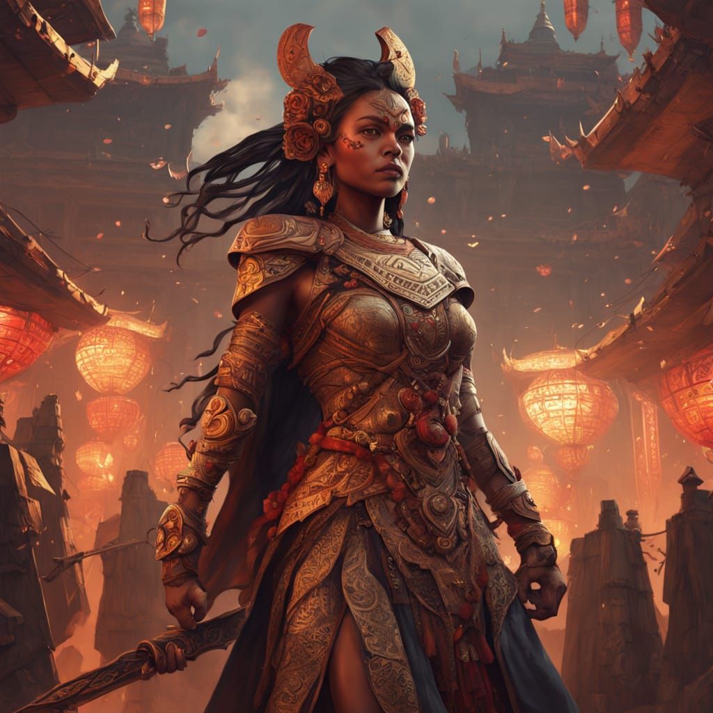 Suli Woman in Shimmering Tribal Marubie Shin Dress