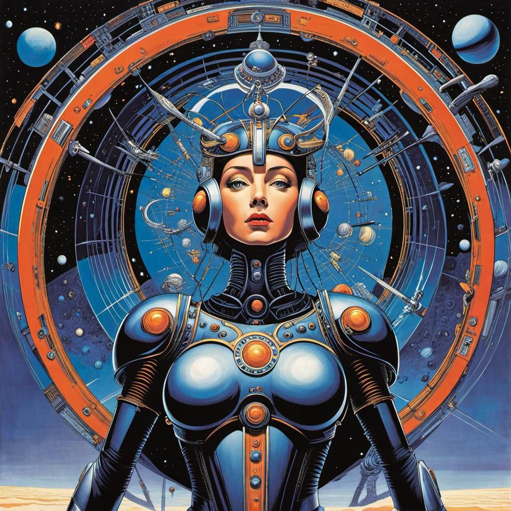 Oracle Merged with Machine in Retrofuturist Sci-Fi