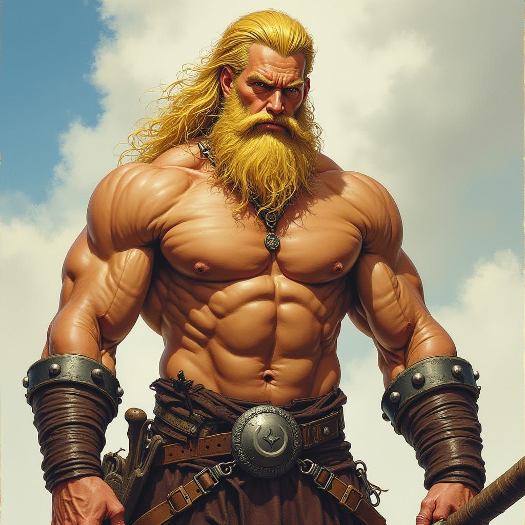 Viking Warrior in Fantasy Illustration Style