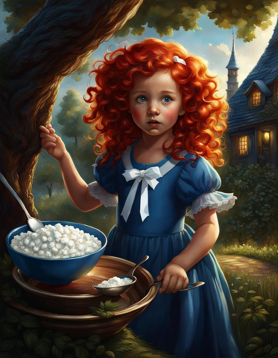 Girl Spills Cottage Cheese: Detailed Matte Painting