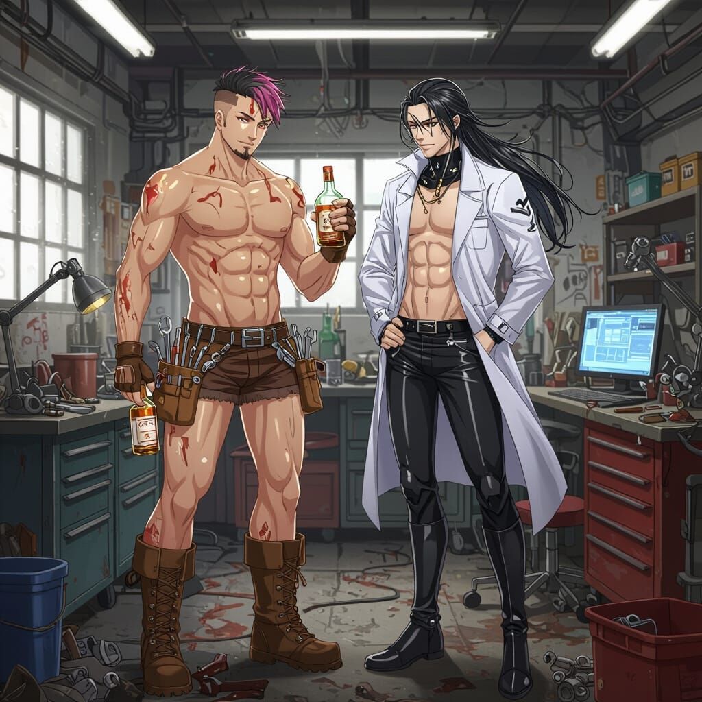 Anime Fantasy Art: Mechanics & Scientists in Robot Workshop