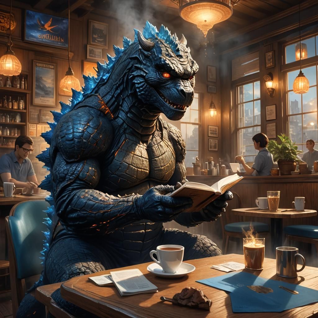 Godzilla's Coffee Break: A Fantasy Matte Painting