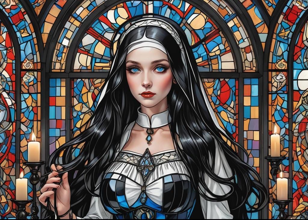 Nun Changing, Candyland Art Style, Hyperrealistic Illustrati...