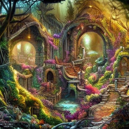 Post-Apocalyptic Elven City in Hidden Cave