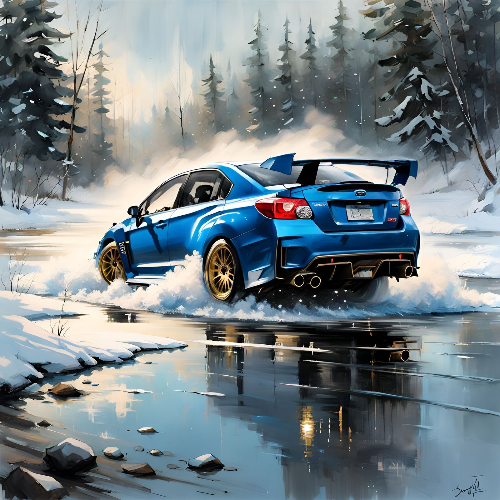 Subaru WRX STI on Frozen River: Speedpaint