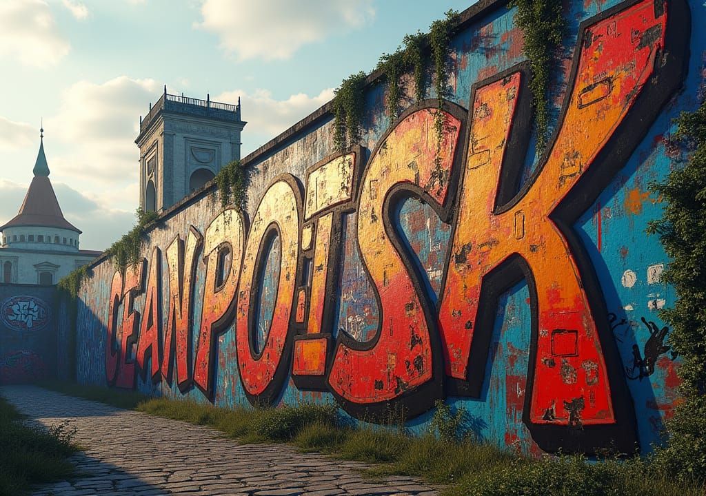 Urban Graffiti Wall in Banksy Style