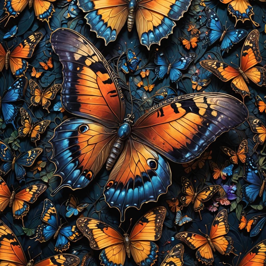 Butterfly Wings Displaying Intricate Fantasy Scenes
