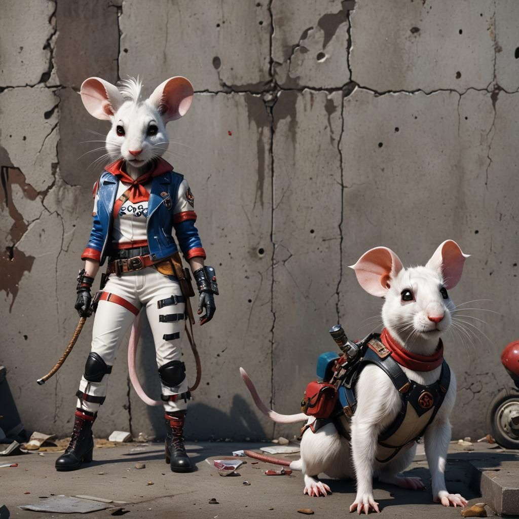Harley Quinn Rat Cosplay: Detailed Digital Art