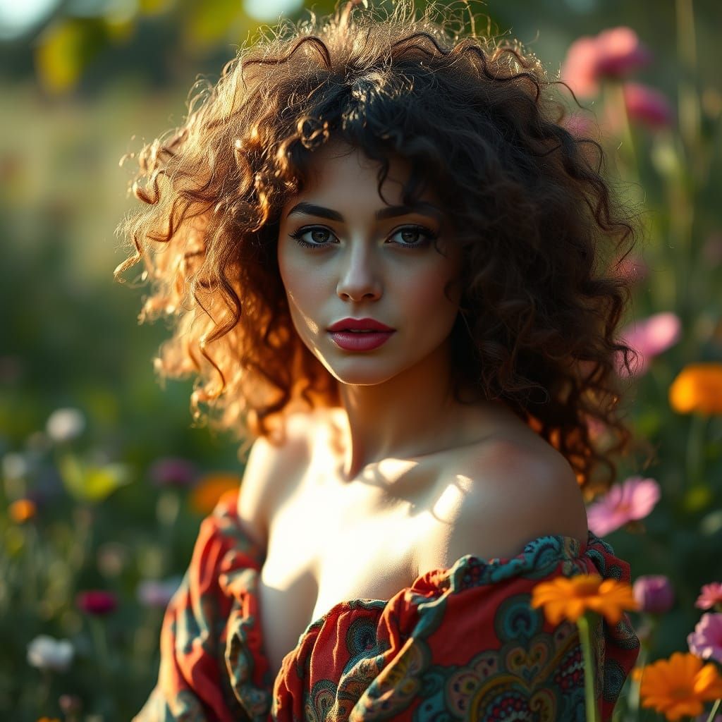 Free-Spirited Woman in Whimsical Outdoor Setting