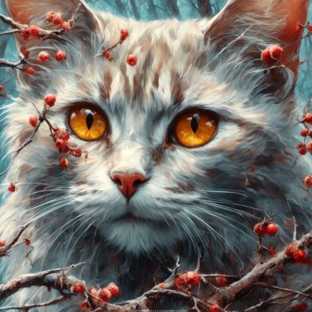 Beautiful Cat Portrait in Fantasy Art Style