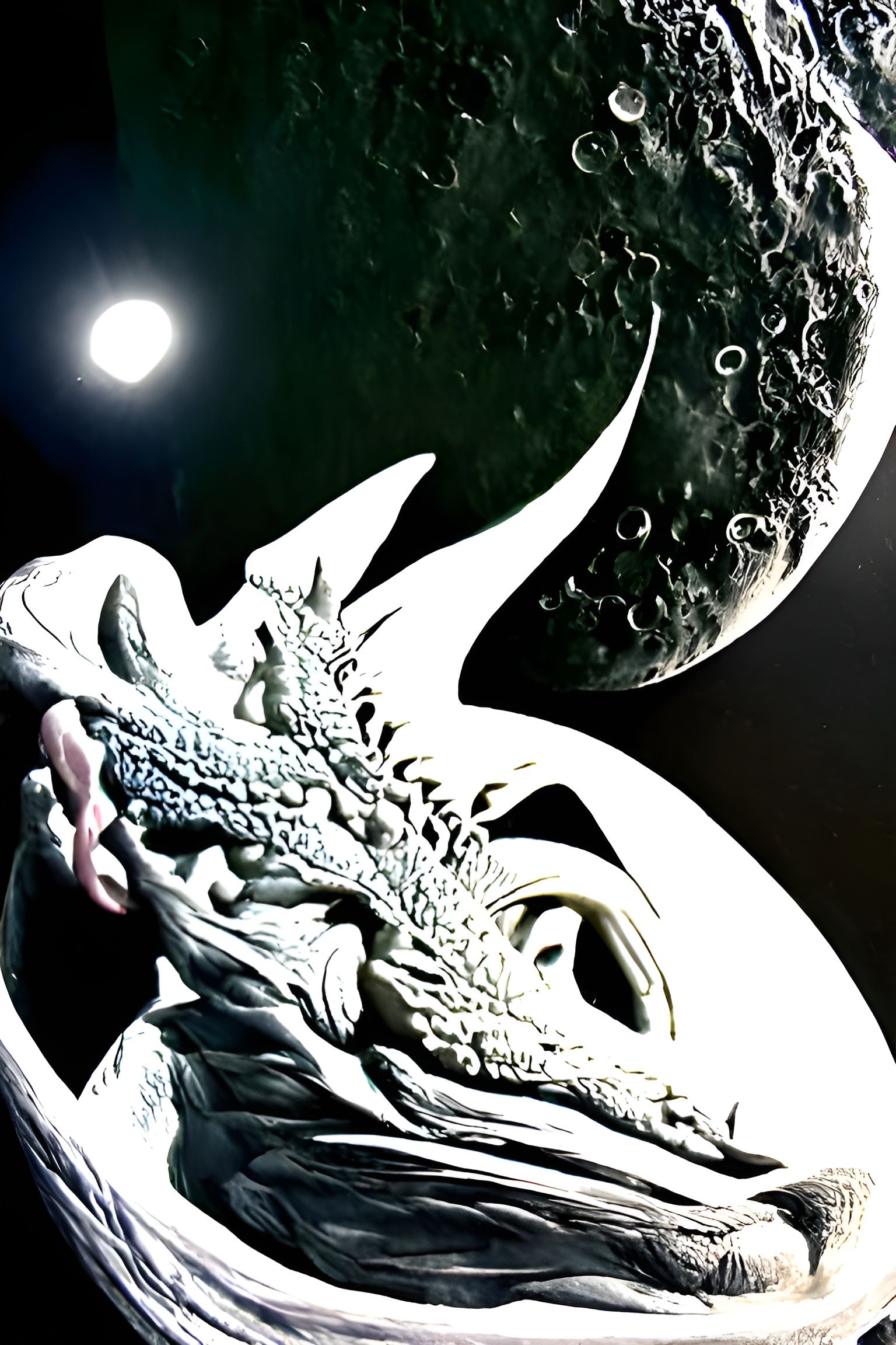 Dragon Ascending to the Moon: Hyperrealistic Portrait