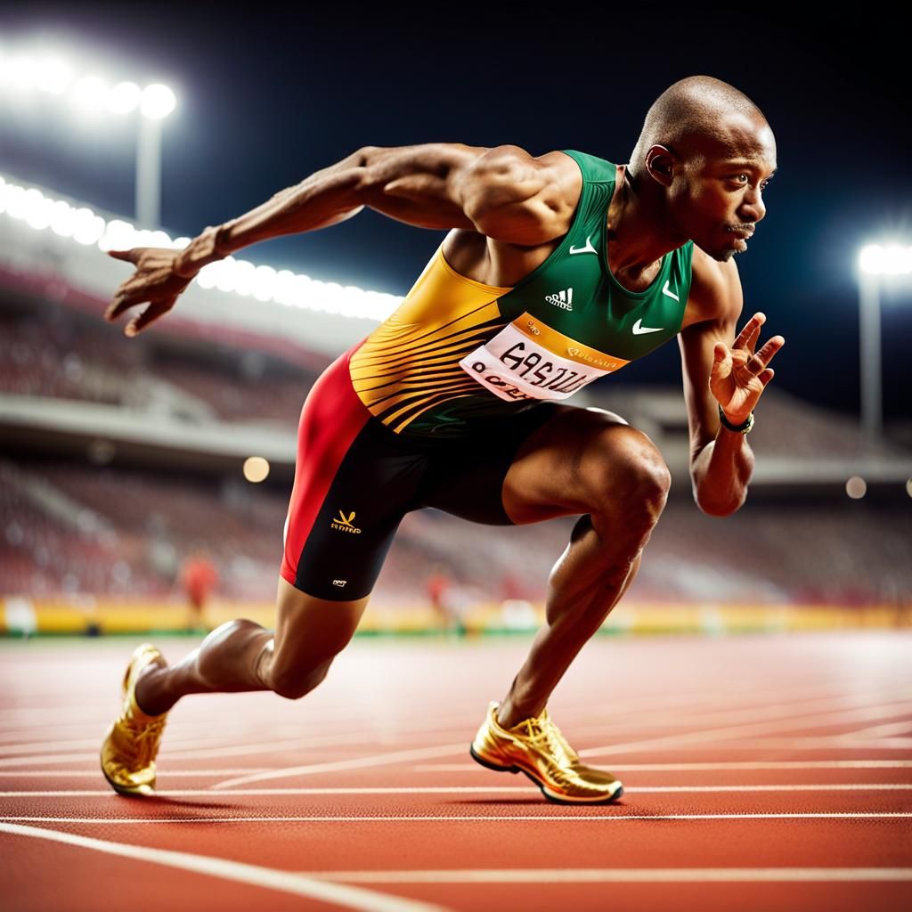 Dynamic Para-Athlete at Olympic Stadium in Futurism Style