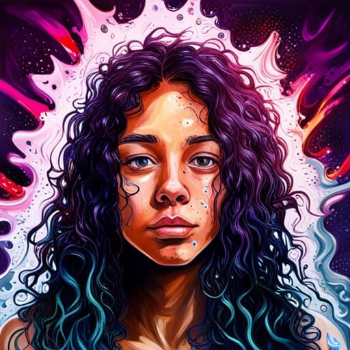 Freckled Girl in Graffiti Splash Art Style