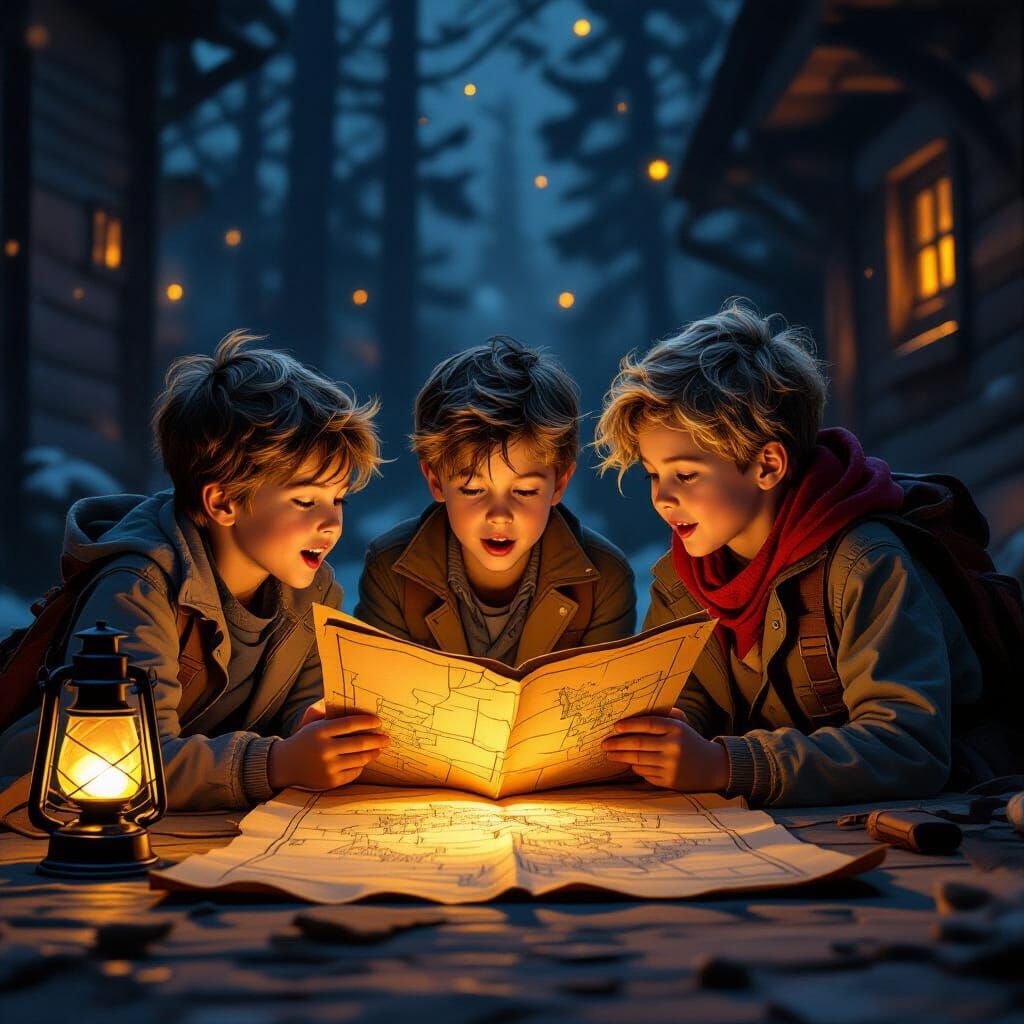 Children Plan Adventure in Retro-Futuristic Style