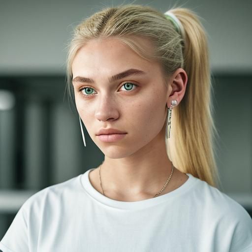 Hyperrealistic Portrait of a Blonde Teenage Girl
