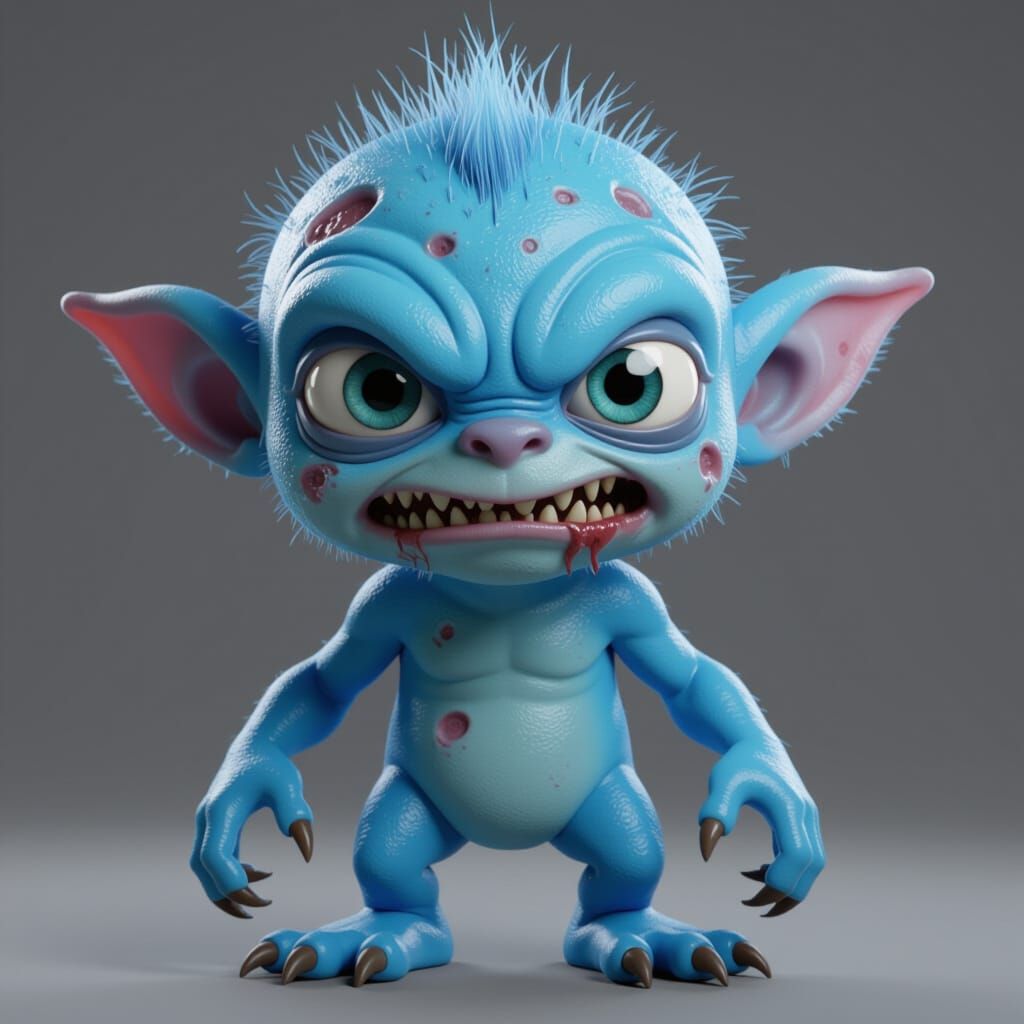 Hyperrealistic Chupacabra Smurf Ghoul Hybrid