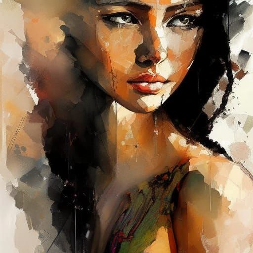 Intricate Digital Painting of Girl with Spider Web