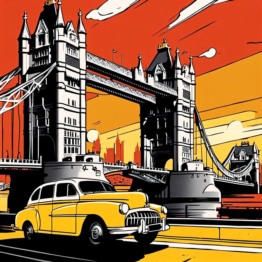 Pop Art Tower Bridge at Sunset