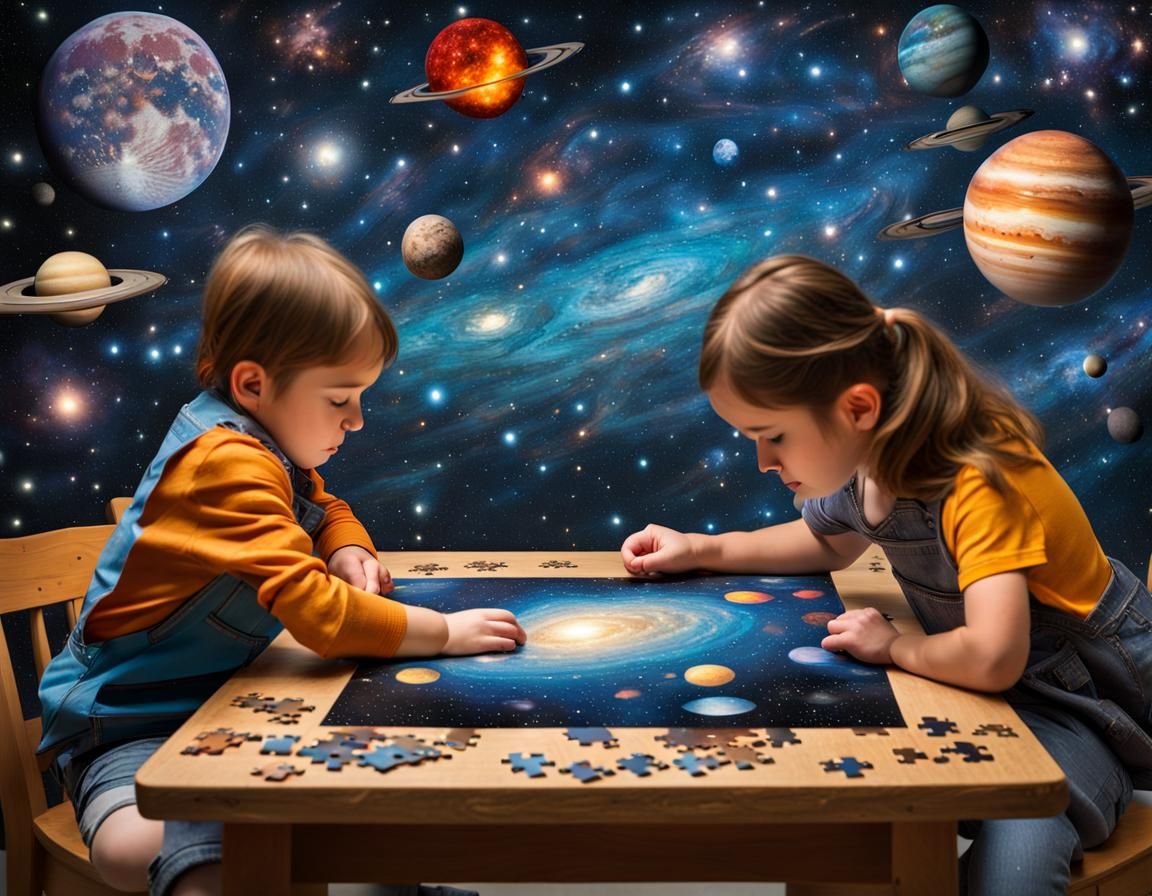 Starry Night Puzzle Completed by Youngsters