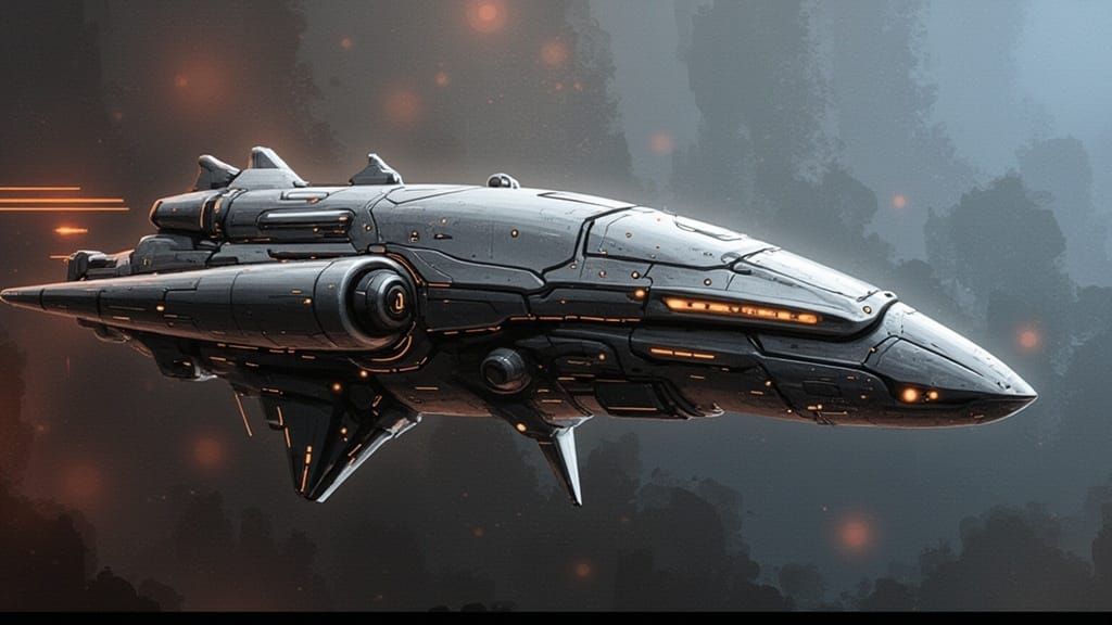 Dragon-Inspired Spaceship in Cosmic Digital Matte Painting