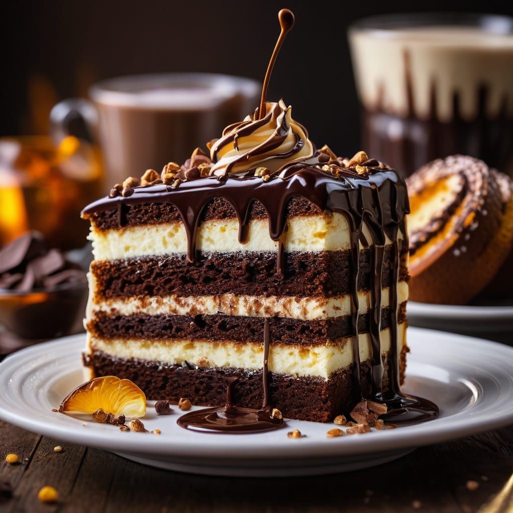 Vibrant Cake Macro in Oil Painting Style