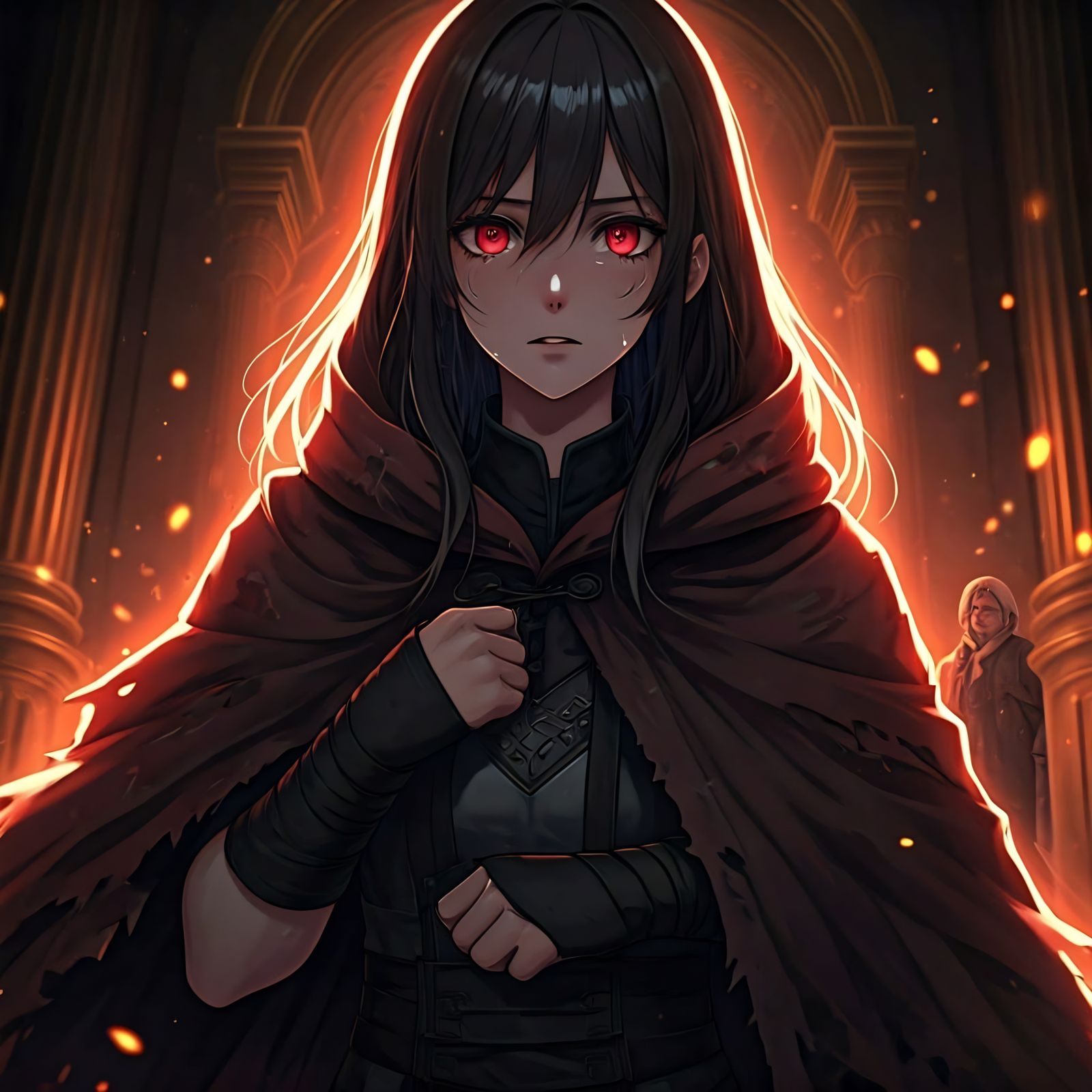 Mysterious Anime Vampire Heroine in Elegant Aristocratic Set...