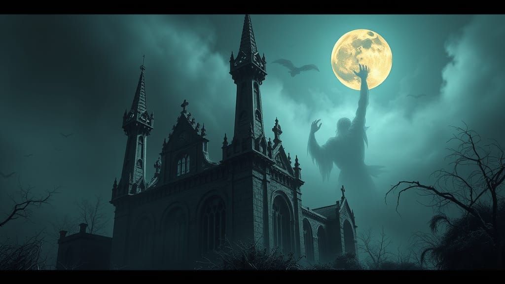 Gothic Ruins Reveal Dark Secrets Under the Moonlit Sky
