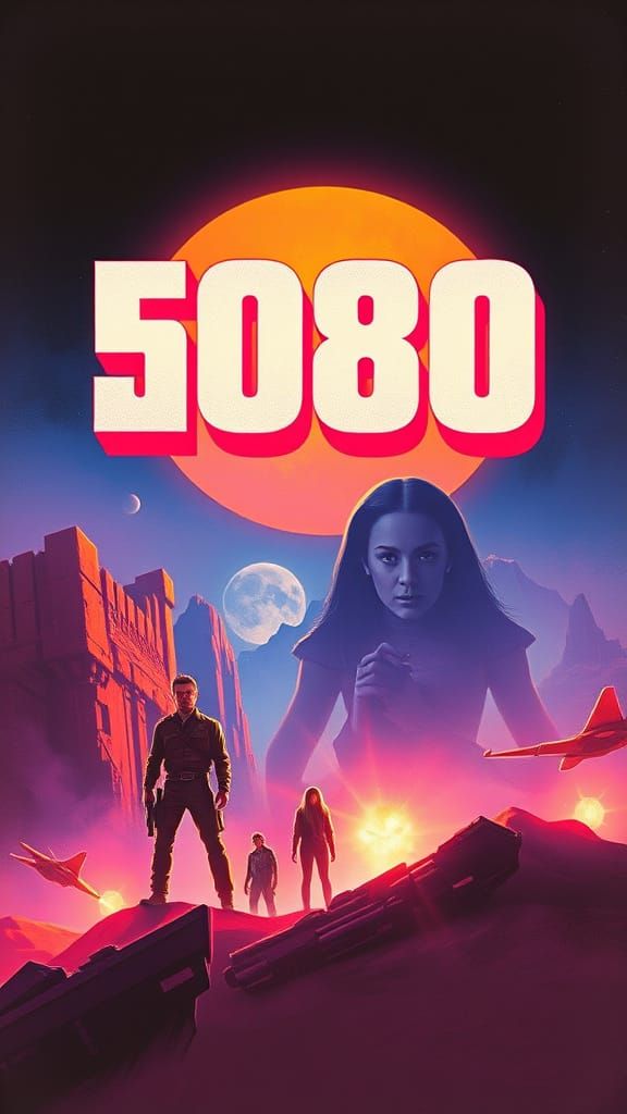 Retro 80s Sci-Fi Adventure Movie Poster