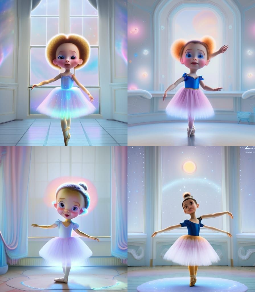 Ballerina Baby Doll in Nebula Dress, 3D Rendering