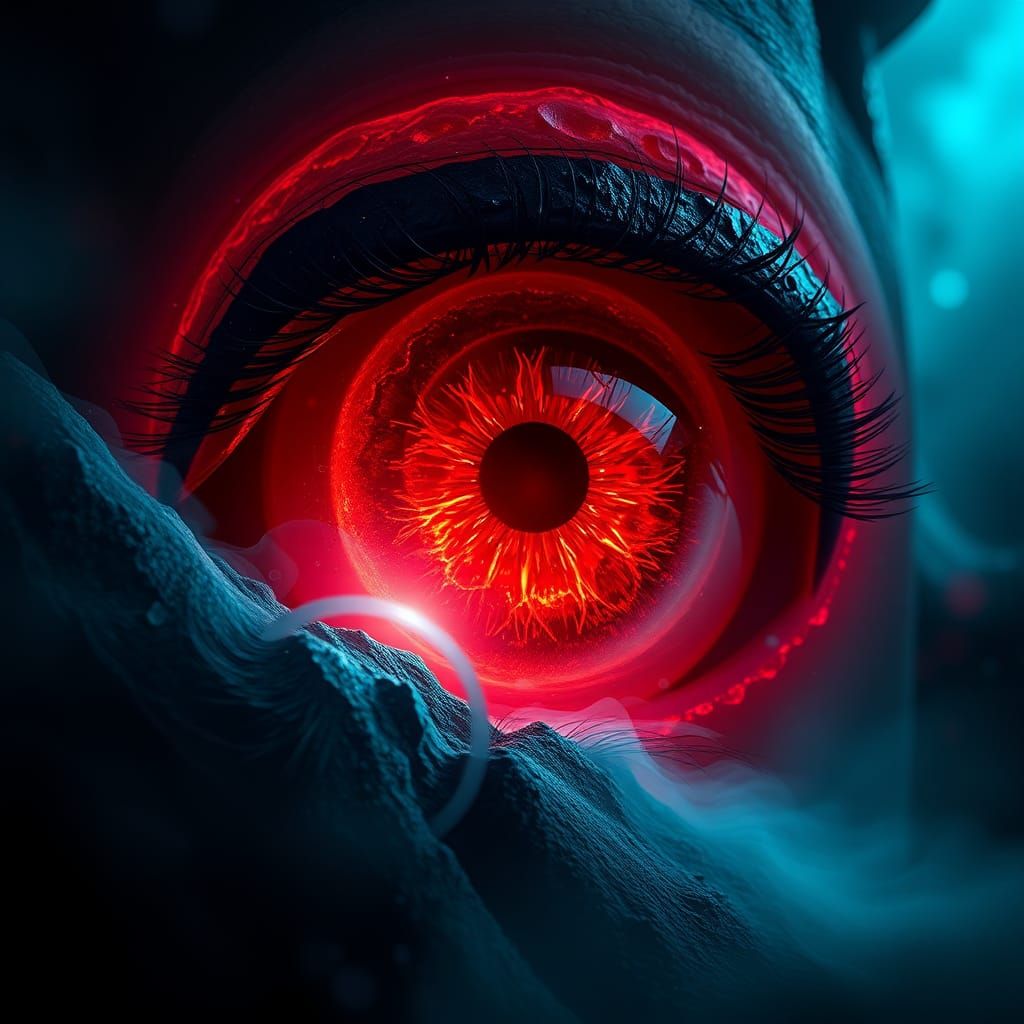 Gemstone Eye in Dark Fantasy Landscape, 8K Matte Painting