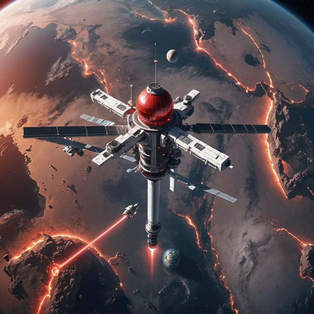 Futuristic Space Elevator Ascending from Earth: Sci-Fi 3D Re...