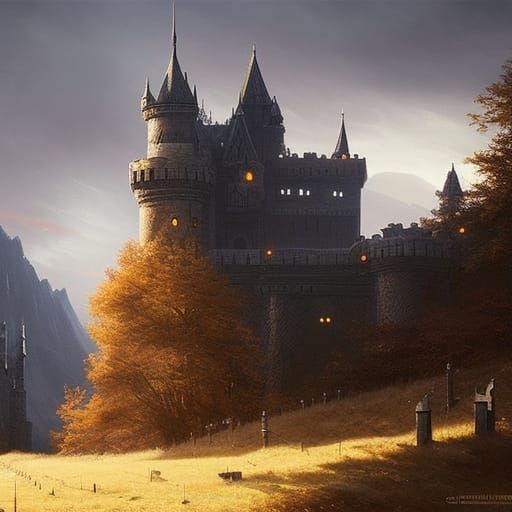 Dark Academia Castle on a Mountain